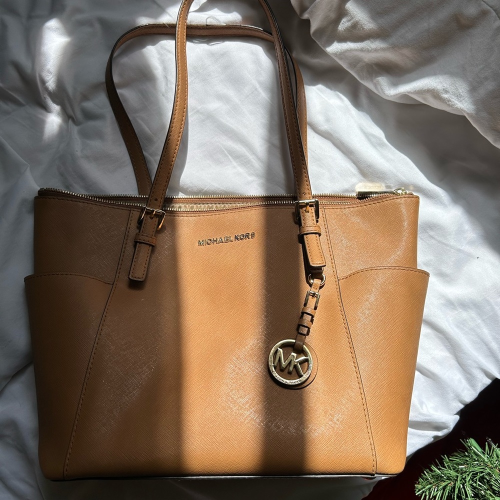 Michael Kors brown leather Charlotte tote bag